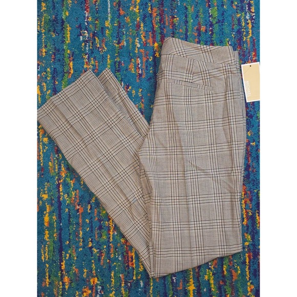 NWT MICHAEL KORS Women's Plaid Wool Blend Dress‎ Pants Size 00 Bone MSRP $195